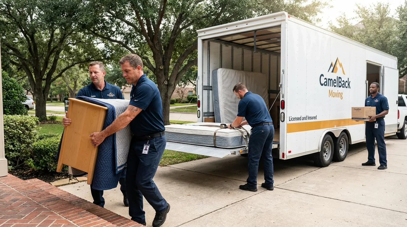 Crew loading residential truck for cross-state move from Ormond Beach, FL