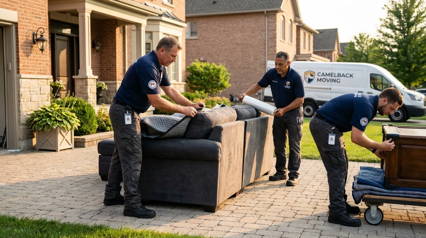 Large estate moving crew wrapping furniture in Ormond Beach, FL
