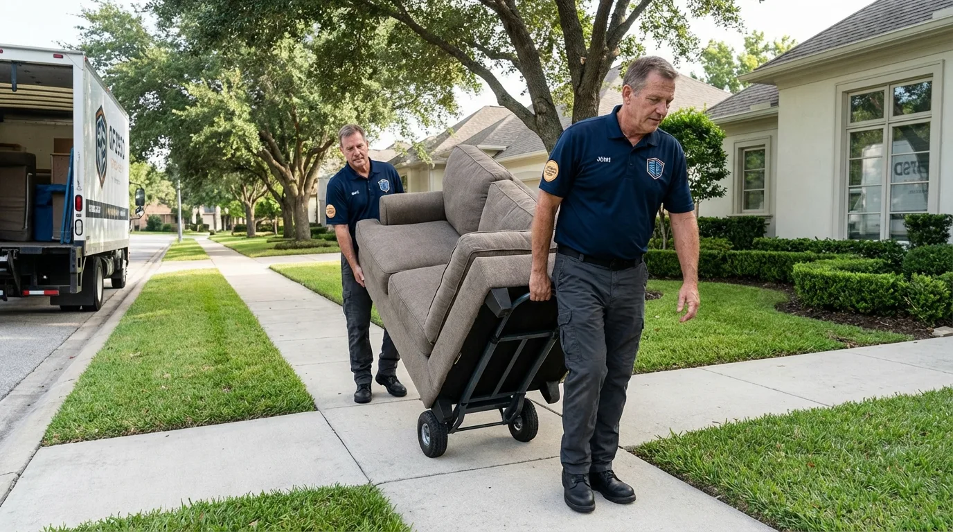 Local residential moving crew loading furniture in Ormond Beach, FL