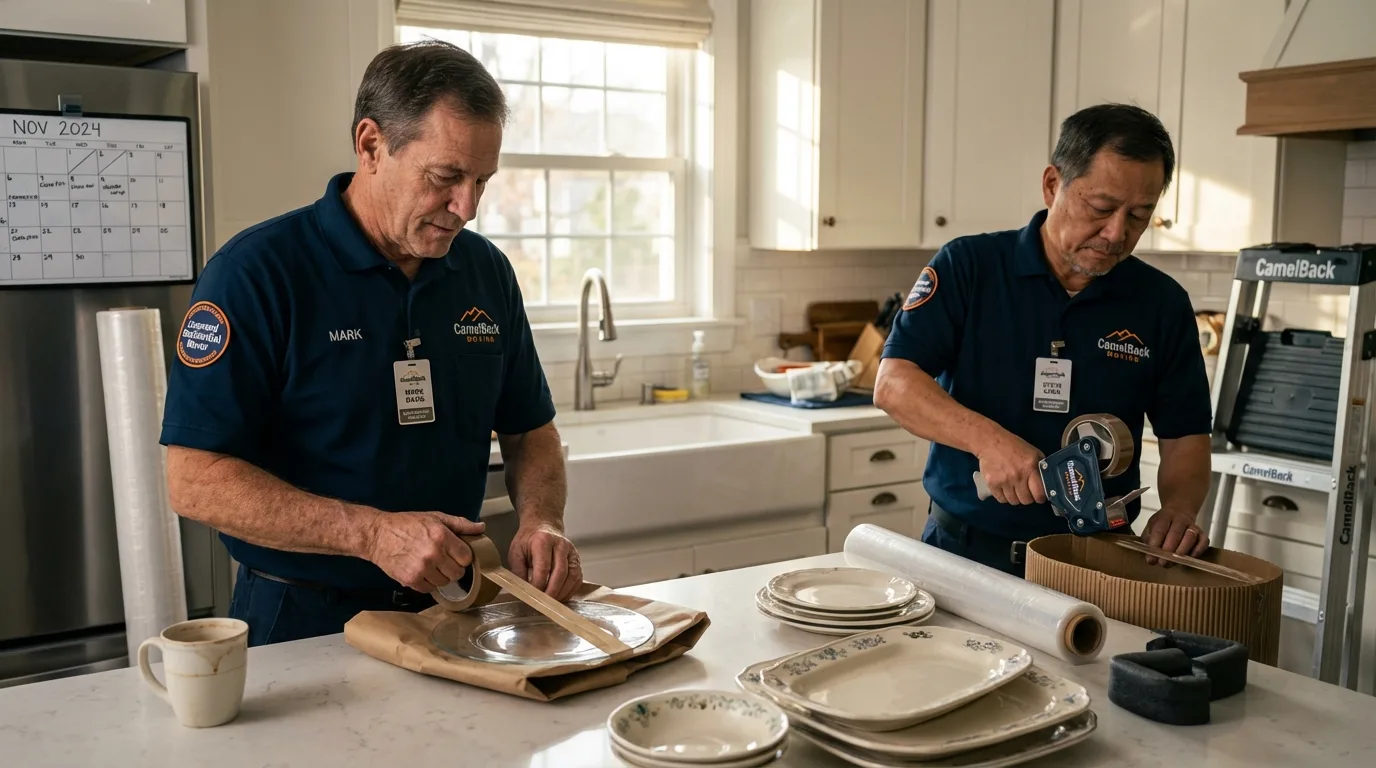 Professional crew packing kitchen dishware in Ormond Beach, FL